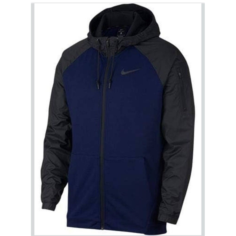 Nike Dri Fit Utility Core Hoodie Mens S Blue Full Zip Training Athletic